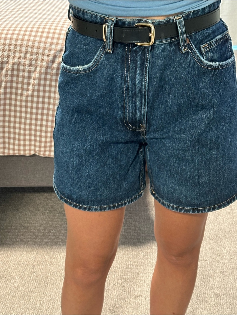 Zara Dark Blue High-Waist Denim Jean Shorts